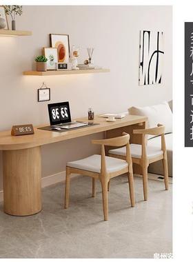 实木客厅桌阳台茶长桌工作台小户型学家用双人电脑tb-77350桌书习