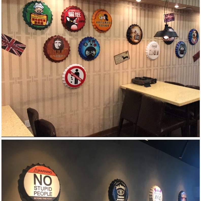 店客厅餐厅烧烤创意酒吧盖画铁皮铁艺美式啤酒装饰画墙面壁饰挂件图片