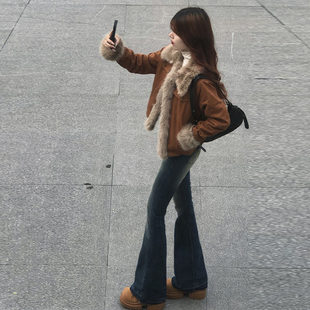 美拉德外套气质高级感超好看毛毛短款牛仔棉服高端精致外套秋冬女