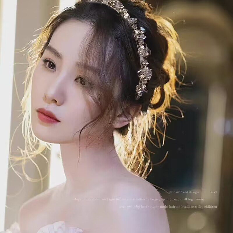 限定甜美~法式水钻发箍女高级感洋气时尚仙N女发捆卡生日水晶头箍