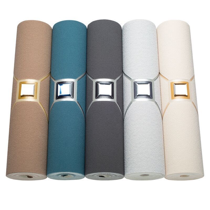 轻奢大气菱形镶砖鹿皮绒壁纸x5D立体植绒电视背景墙客厅墙纸软包