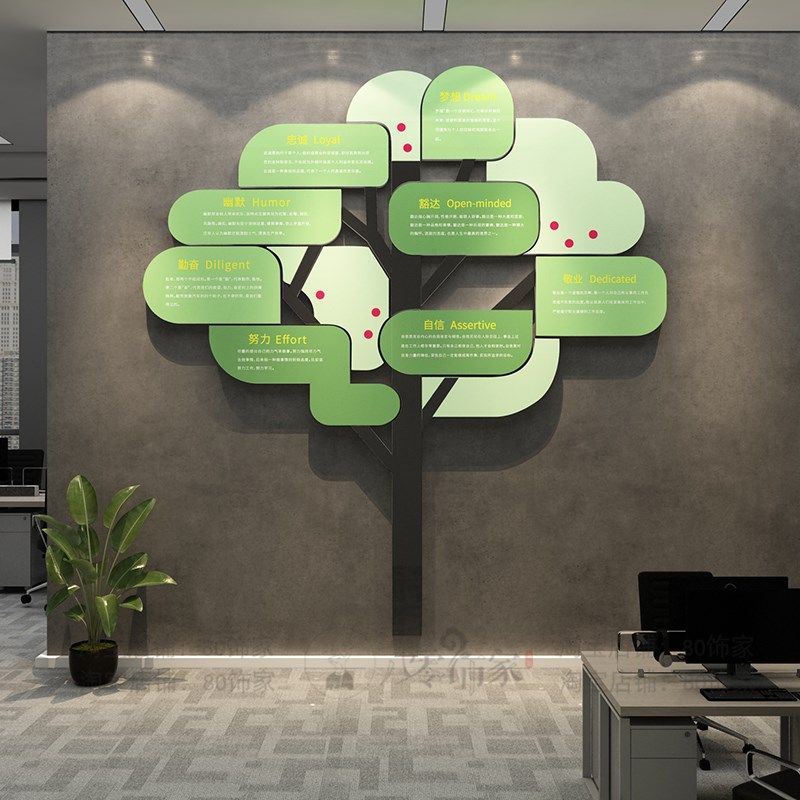 正能量贴纸大树氛围布置办公室墙面装饰公司企业文化背景励志标语,家居饰品,软装墙贴,淘宝优惠券,粉丝福利购,淘宝优惠卷