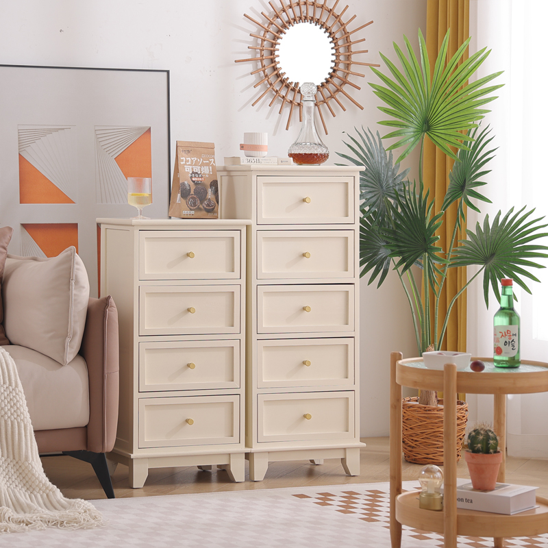 实木五斗柜收纳小柜子客厅边柜抽屉柜储物柜卧室靠墙简约现代窄柜