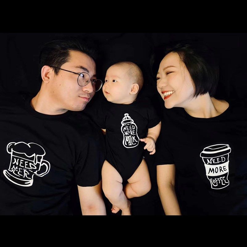炸街网红亲子装 纯棉百搭T恤 一家三四口全家福拍照服装婴儿爬服,童装/婴儿装/亲子装,亲子装/亲子时装,淘宝优惠券,粉丝福利购,淘宝优惠卷