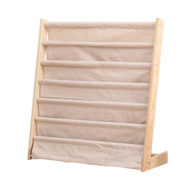 实木儿童书架多层简易幼儿园宝宝置物架小书架布艺经济型收放置架