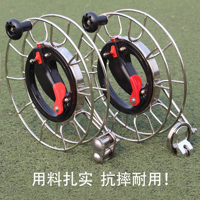 高档不锈钢风筝线轮手握风筝轮带刹车成人静音大型手摇线盘防倒转