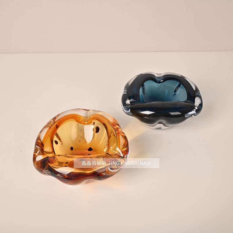 现代欧式琉璃桌面摆件水果盘烟灰缸客厅卧室玄关书房送礼软装饰品