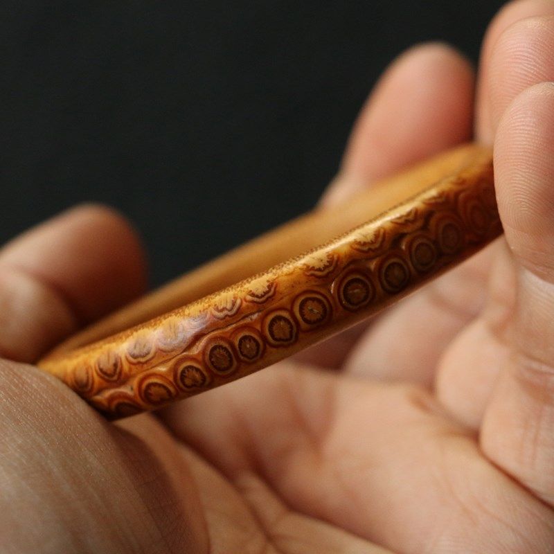 精品名家张念超纯手工制作天然满钉竹根小手镯竹根雕女士手链手环