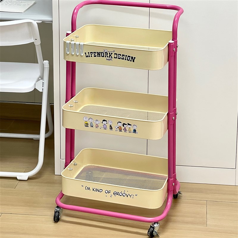 小推车收纳书架家用多层大容量置z物架落地桌边可移动收纳层架置