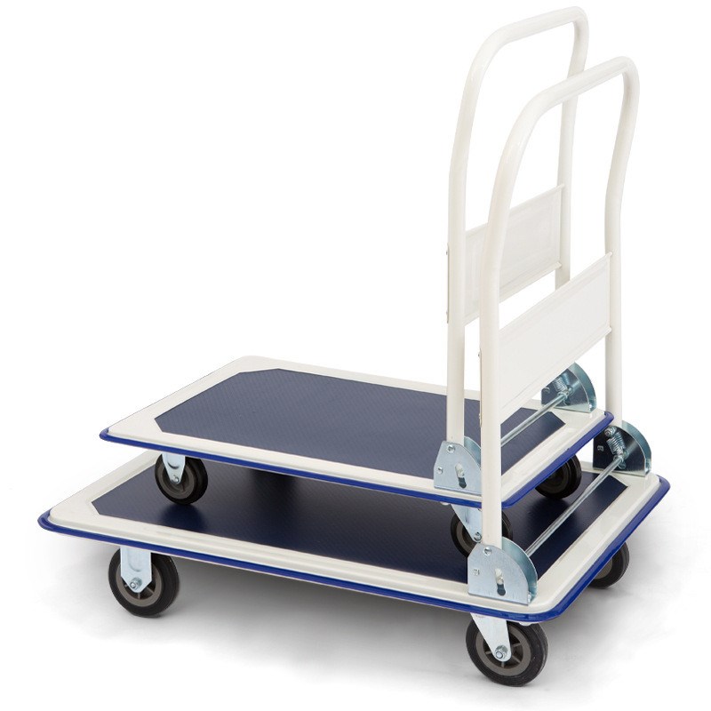 货物推车仓库平板车小拖车手推车拉货折叠搬Q运车手拉四轮钢板车