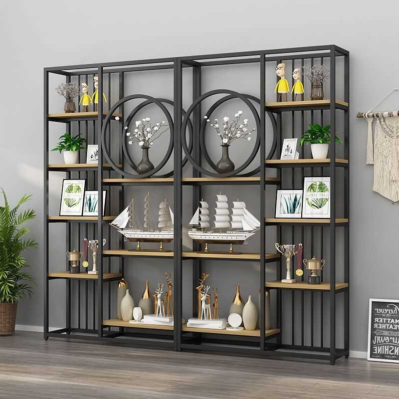 铁艺镂空隔断g新款置物架玄关屏风书架办公室装饰柜落地多层展示