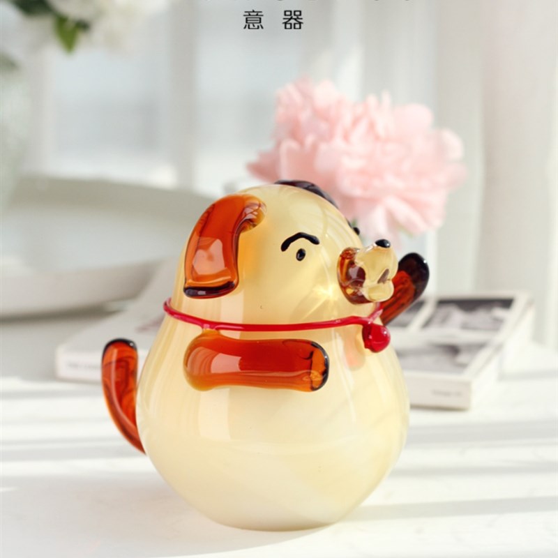 意器创意琉璃招财狗摆件客厅样板房E桌面玄关装饰动物吉祥摆设送
