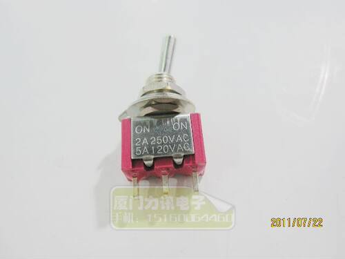扭子开关 钮子开关 MTS-102 3脚 ON-ON 两档 摇臂开关 红