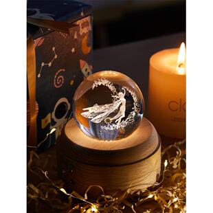 可旋转儿童八音盒音乐盒水晶球定制天空之城小女孩女生日礼物刻字
