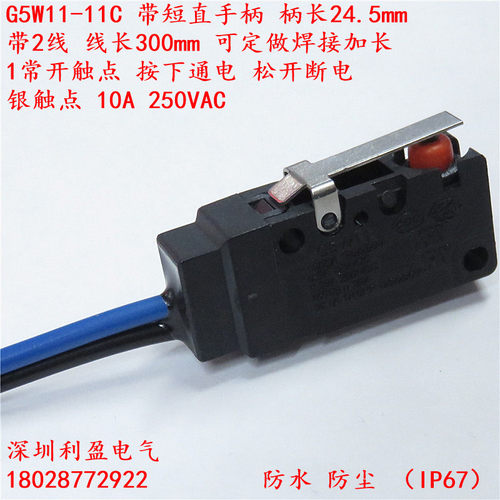 常开2线防水G5W11-11C机械设备行程限位微动开关带柄银点10A防尘