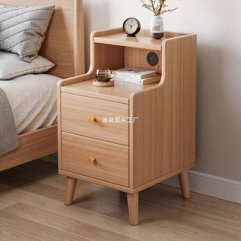 床头柜现代简约家用卧室小柜子实木色床边置物架小型储物柜收纳柜