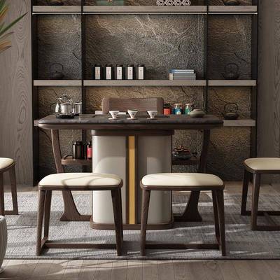 8V阳台茶桌椅合轻极功夫泡茶桌实木奢IEZ简书房组办公室茶室家用