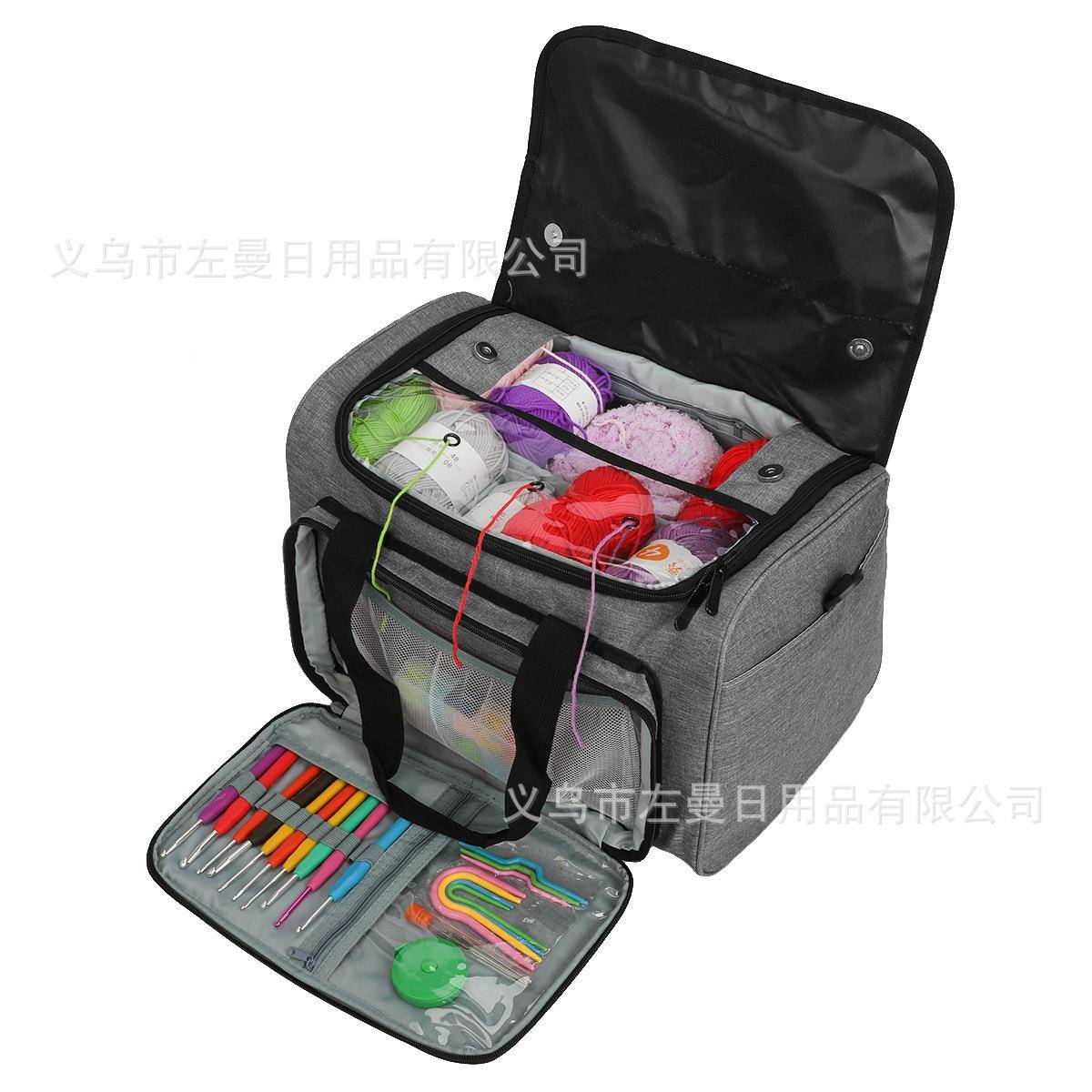 毛线收纳马逊跨境毛线收亚纳包包户外收旅行豪华多功能编织工具纳