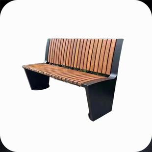 长0A不锈钢园椅户外公长椅庭J000 1院休闲塑木防腐木凳公背共靠座椅铁座