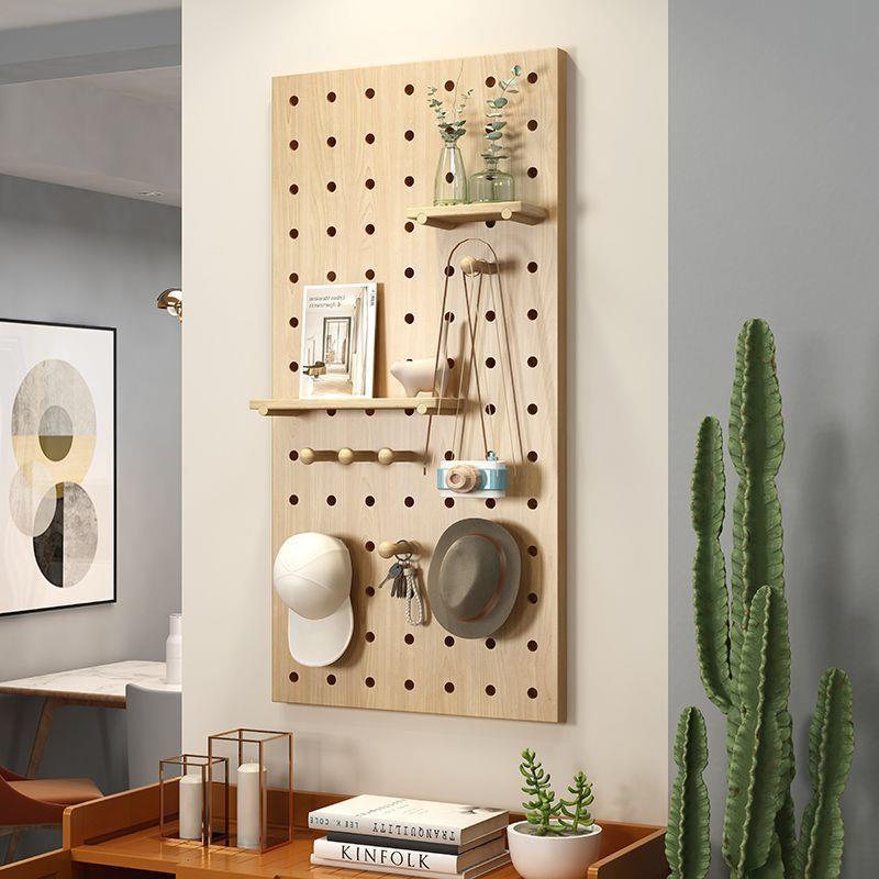 洞见详情洞板隔实木墙置物架木质墙挂壁墙书架板收纳架挂上板墙面