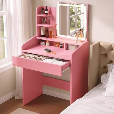 实木烤漆梳台奶风现简约斗柜代卧室2油025新款妆化妆台一LIC体化