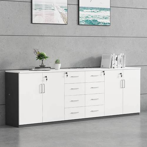 木质文件柜矮地柜储物办公室资料柜展示柜边侧带锁打印茶水HG-888