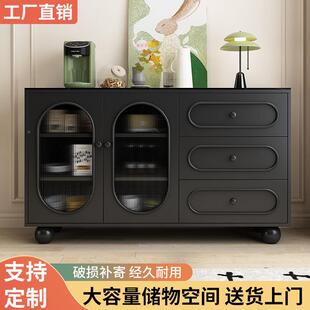实餐木柜可橱边柜靠墙柜储物柜纳客厅奶油风收柜家用DBE茶水柜子