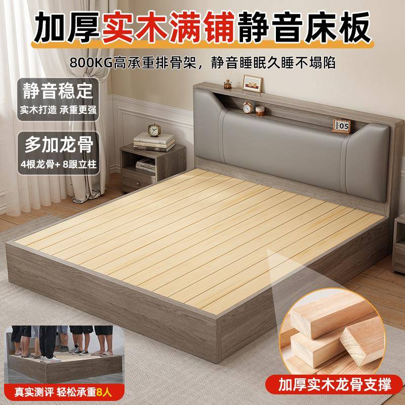 米床实木床EZM现代简约1榻.8m软双包人床1.5家用榻1.2单人床出租