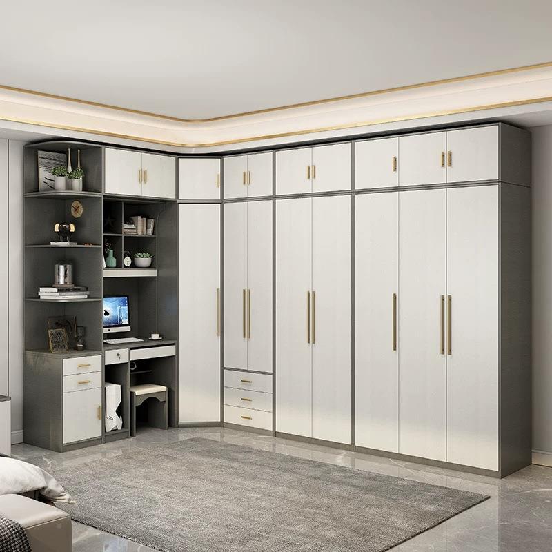 转角衣柜家用卧室书桌一体组882#合间l带梳妆台90L度型衣帽型收纳