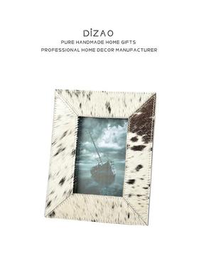 现代轻样奢白意马毛相框板间卧室画框摆件创家居软116装黑饰品工