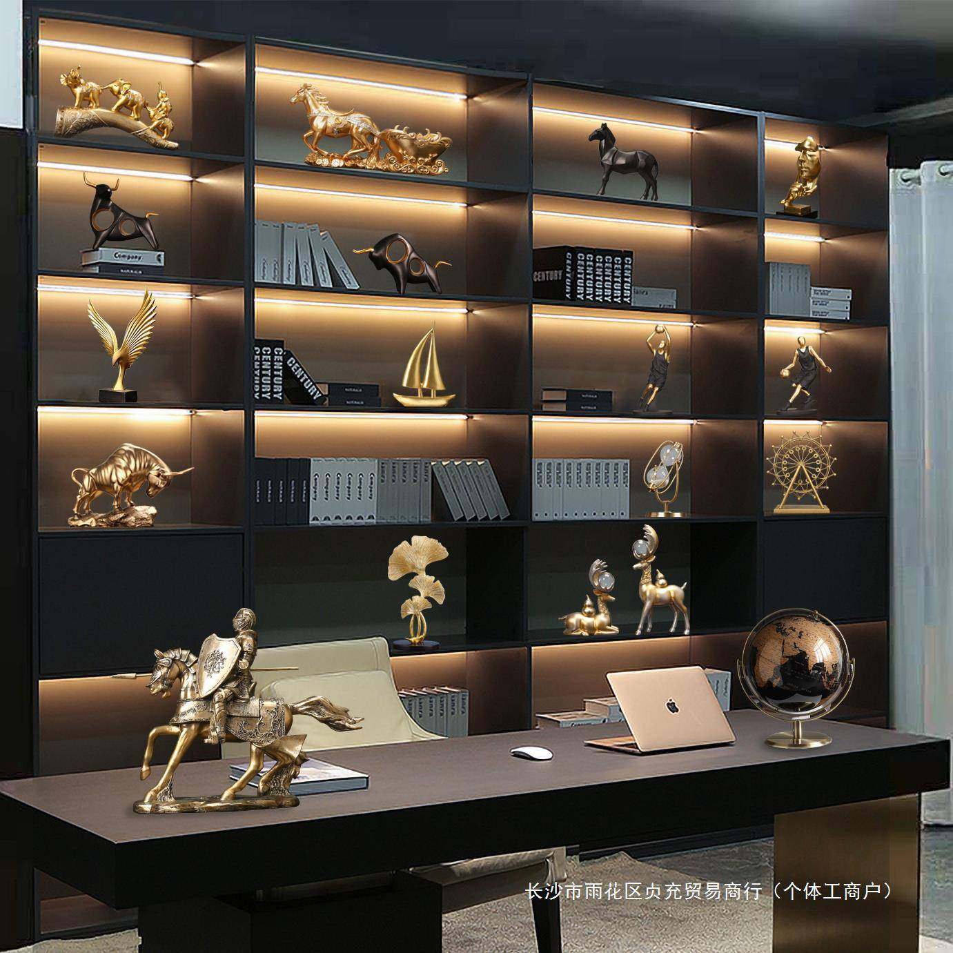 高档办公室现代轻奢摆件老板领导桌面摆设客厅高端酒柜柜子装饰品