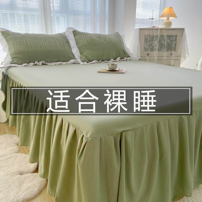 F77JMT87罩A5L纯色床8裙笠单件床罩床裙款四季款床单床罩床裙1.米