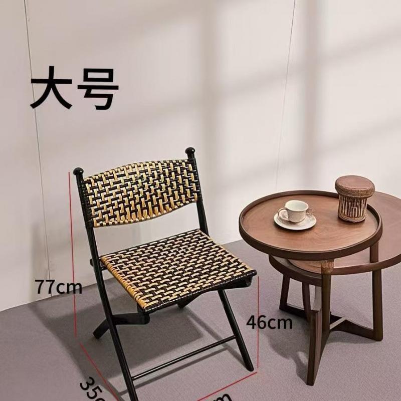 编织阳藤椅便携台式小藤椅靠背子椅GJI藤凳折叠椅户外休编闲桌椅