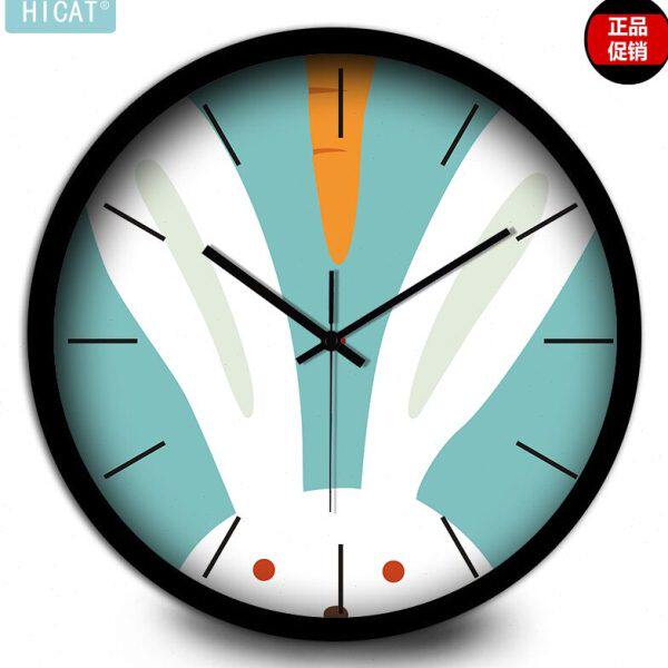 HICAT可爱卖萌胡萝卜兔子挂钟 卧室客厅电子钟 创意家居饰品时钟