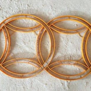 高品质新款线条水磨石地面图案塑料条仿铜花地板花双铜钱模型包邮