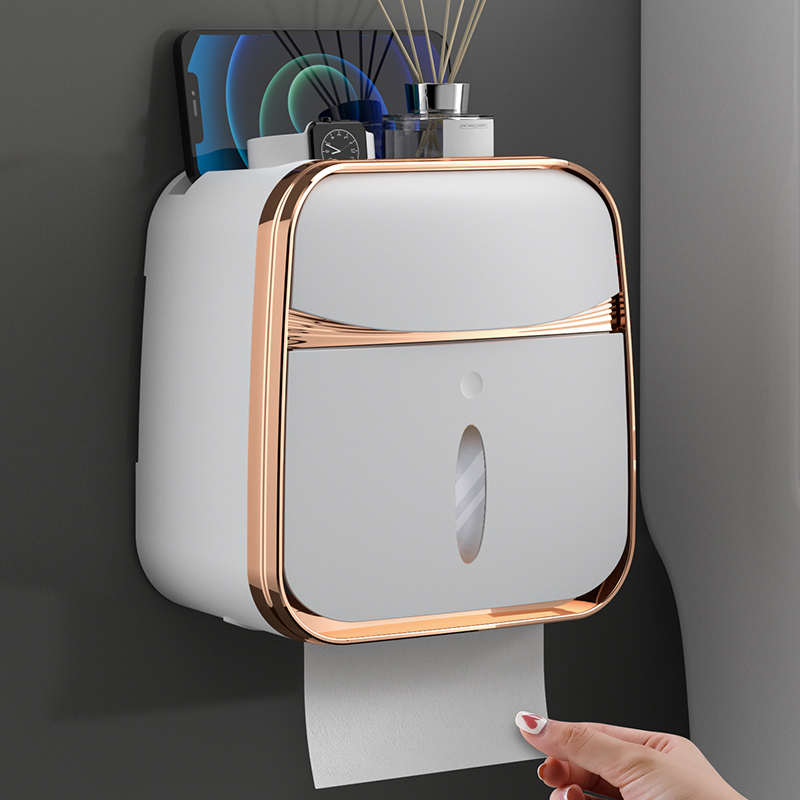 卫生间纸巾盒厕所厕纸p置物架洗手间卫生纸抽纸卷纸免打孔防水壁