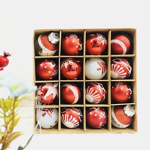 圣诞节树花环酒店商场挂球吊饰 金银彩绘球礼w盒装 圣诞装 饰品