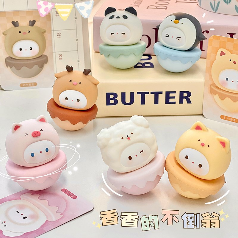 可爱不倒翁摆件桌面装饰摆饰v可爱送女生女朋友情人节生日礼物卡