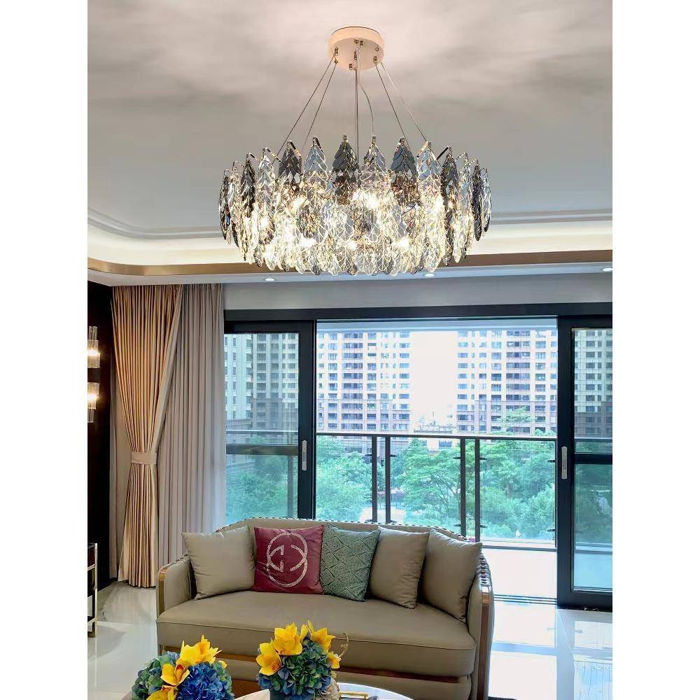 新款后现代简约客厅灯大轻水晶吊主气卧室房厅间个性高档餐灯