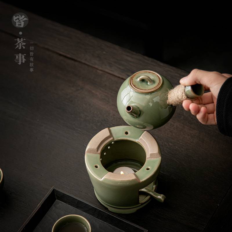 复古侧把壶温茶炉茶壶套装家用蜡烛加热茶壶底座保温炉全套暖茶炉