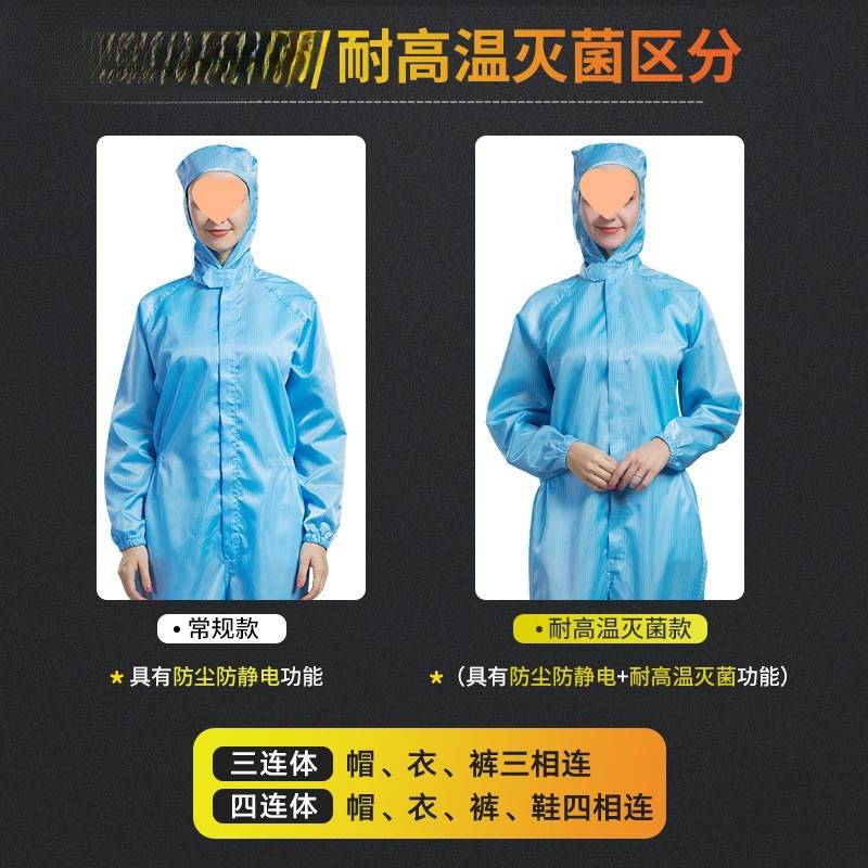 连脚洁净服无尘服四连体防静电工作服耐高温灭菌防尘服车间无菌服