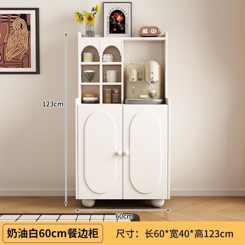 实木餐边柜家用厨房收纳柜简约现代客厅可视储物柜靠墙橱柜一体柜