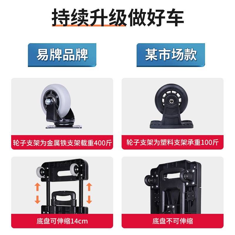 直供车载小推车摆摊折叠平板车便携拉杆式拖车乌龟车进货搬家拉车