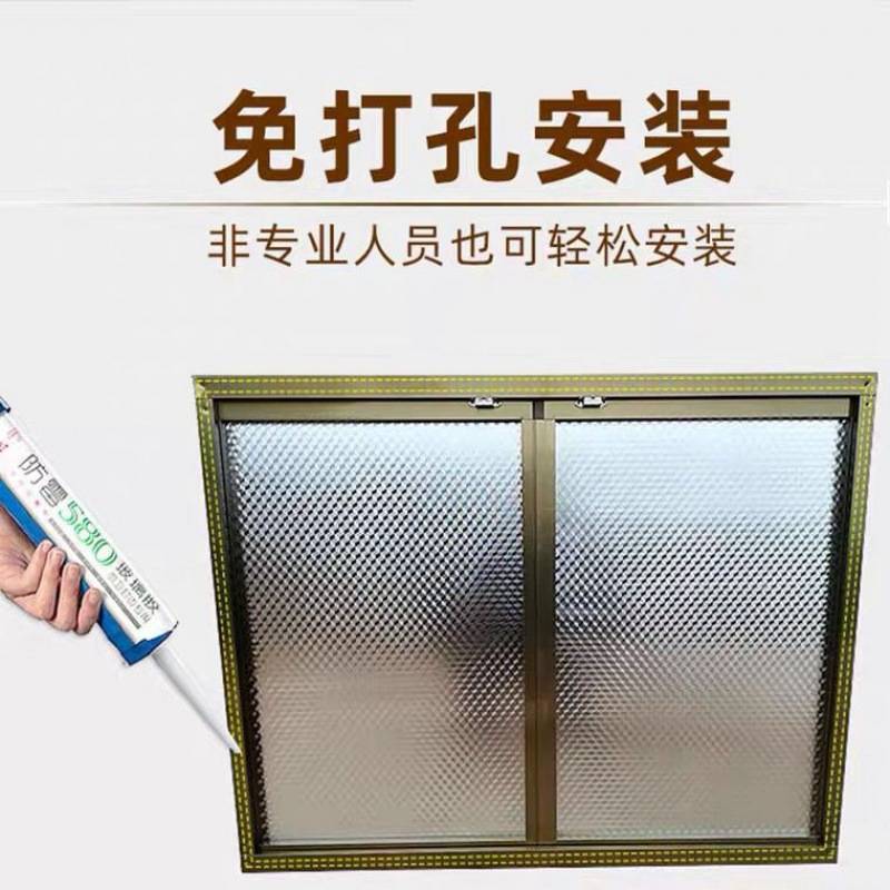 橱柜门板定作定作带框自装钢化玻璃灶台门厨柜门定作免打孔胶粘
