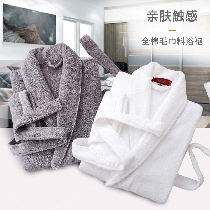 A524浴袍女情侣睡袍男四季通用成人纯棉吸水速干毛巾料浴衣秋