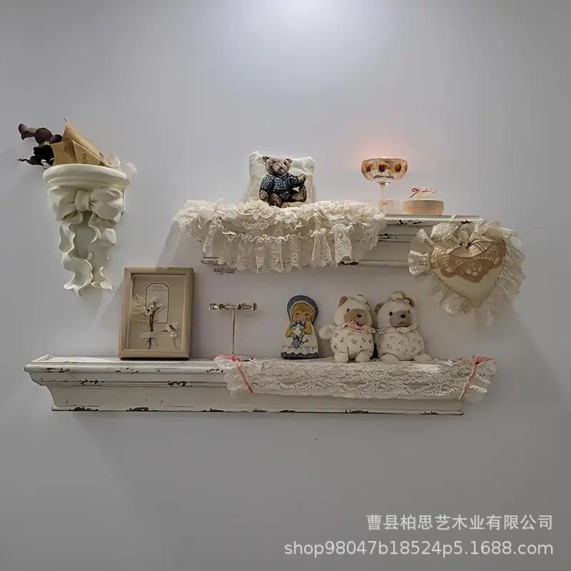 法式壁复古墙架厅家居装饰BYS25042物白色悬浮置物架壁架客走廊分