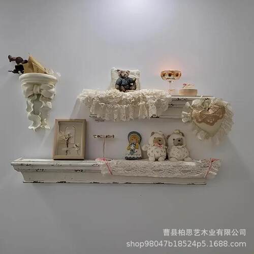 法式壁复古墙架厅家居装饰BYS25042物白色悬浮置物架壁架客走廊分