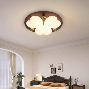 日式 全谱LED护眼吸顶现代简间870约卧室书房灯鹅卵石光灯木纹房主