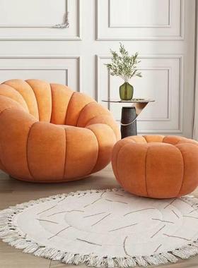 懒人沙发65瓣瓜花弧单人沙发奶油风卧南室小沙发形阳台休闲椅