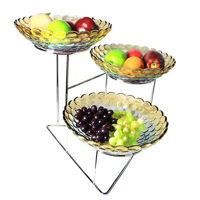 店早餐F76SJ9S6餐厅菜摆件多层器皿自酒助餐摆水果展示盘玻璃果盘